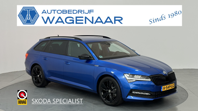 SKODA SUPERB 1.5 TSI DSG SPORTLINE BNS RACE BLUE METALLIC, Autobedrijf Wagenaar, Ureterp