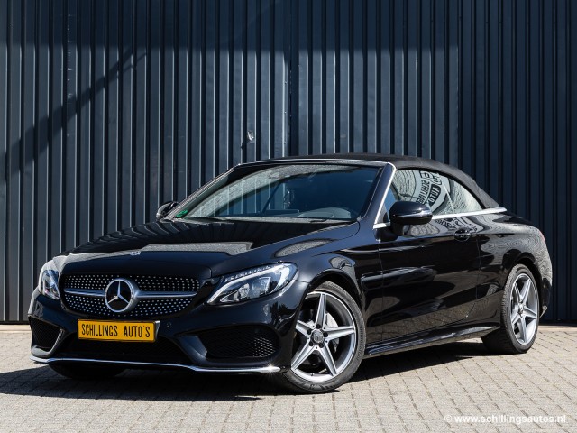 MERCEDES-BENZ C-KLASSE C200 Cabrio AMG-Line Automaat 60.000km Camera Navi Burmester Airscarf Head-up, Schillings Auto's, Cadier 
